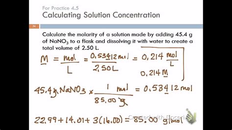 4.4 Solution Concentration & Solution Stoichiometry - YouTube