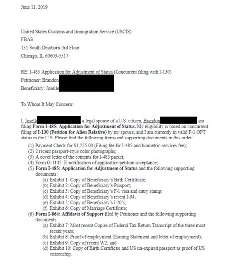 NEED COVER LETTER FOR I-485, I-864, I-765, I-131 HELP! - Adjustment of Status Case Filing and ...