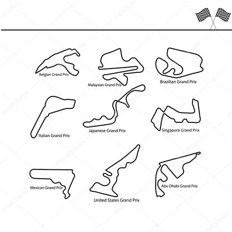 Racing to Formula 1. Map different circuit. Grand Prix 2016 Stock ...