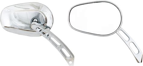 Rivco Billet Chrome Pair Oval Handlebar Convex Mirror Set for Harley ...