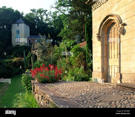 GB - WALES: Gardens at Portmeirion Village Stock Photo - Alamy