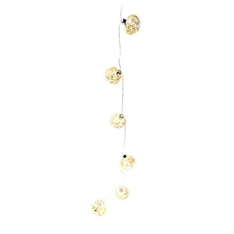 LED Golden Bauble Garlands | Warmly Lit Glittered Glass