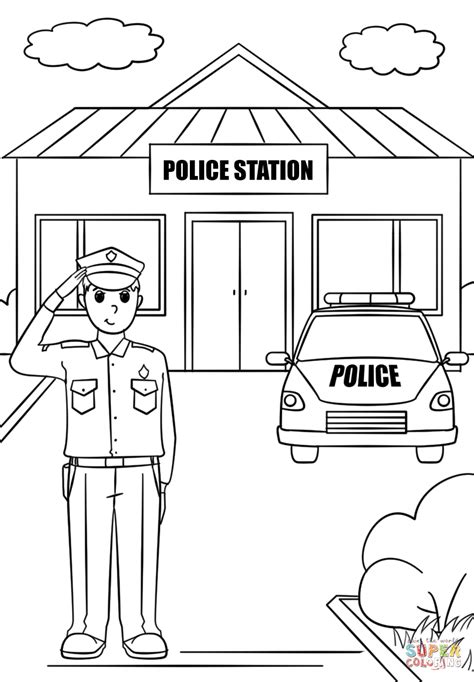 Police Station coloring page | Free Printable Coloring Pages