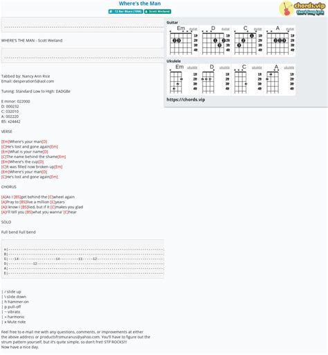 Chord: Where's the Man - Scott Weiland - tab, song lyric, sheet, guitar ...