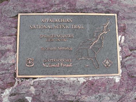 Springer Mountain, southern terminus of the Appalachian Trail ...