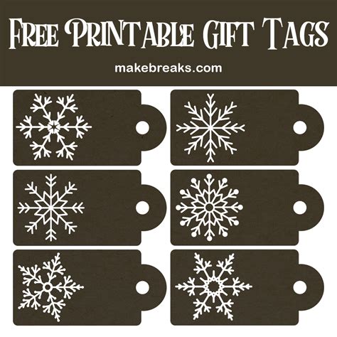 Chocolate Brown Snowflake Free Printable Gift Tags - Make Breaks