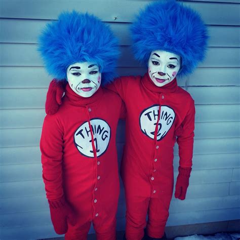 Thing 1 and Thing 2 costumes and face painting ideas. Mittens custom made by wewearcroc ...