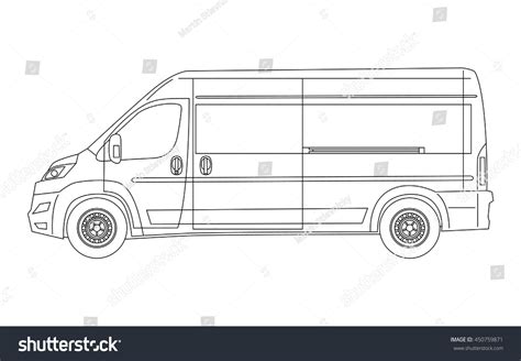 Modern Van Blueprint Side View Outline Stock Vector (Royalty Free ...