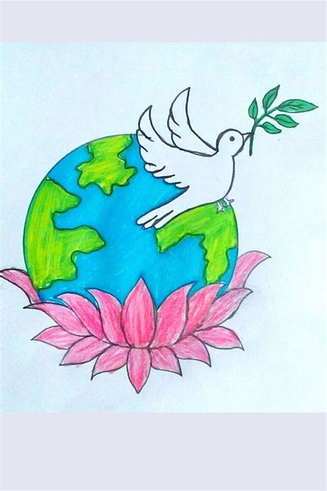 World Peace Day Drawing Easy | Peace On Earth Drawing | International Peace Day Poster Image ...