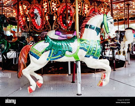 carnival horse on merry-go-round Stock Photo - Alamy