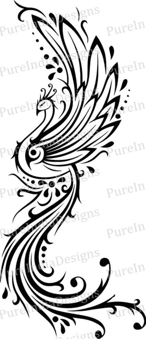 Phoenix Tattoo Svg Peacock Tattoo Bird Phoenix Vector - Etsy India