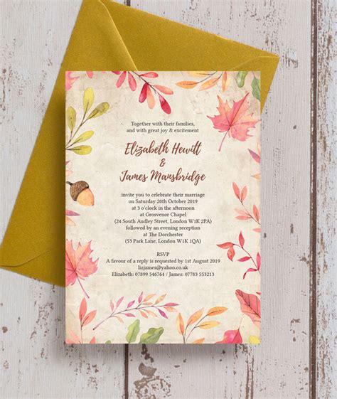 Autumn Leaves Wedding Invitation from £1.00 each