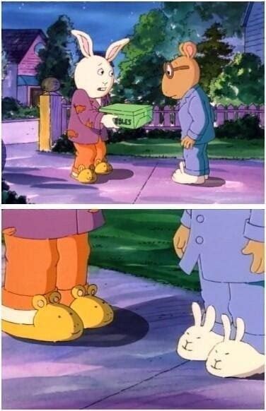 Arthur and Buster are such good friends that they each have slippers of ...