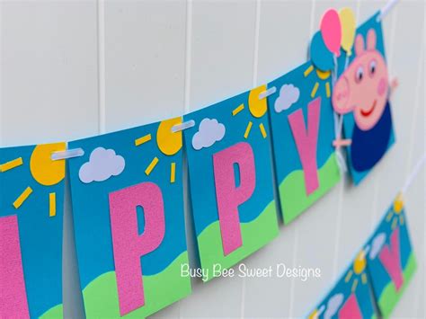 Peppa Pig Happy Birthday Banner / Peppa Pig Party / Peppa Pig - Etsy