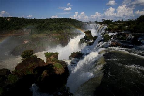 Famous Iguazu Falls on the Border between Argentina and Brazil Stock Image - Image of argentina ...