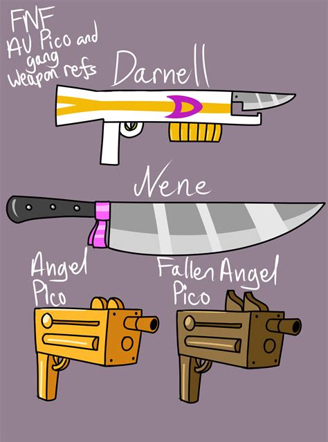 ArtStation - FNF AU: Pico and the gang's weapons ref