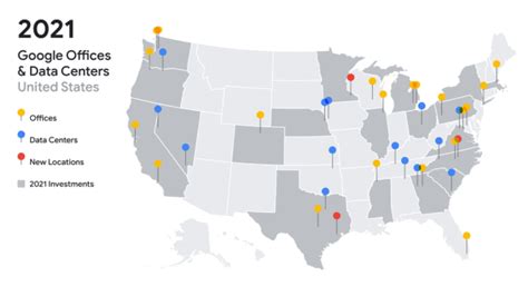 Map: Google is building new offices, data centers in US