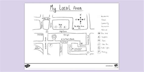 FREE! - My Local Area Map Drawn Colouring Sheet