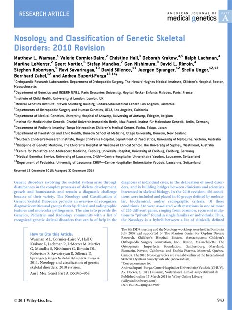 (PDF) Nosology and Classification of Genetic Skeletal Disorders: 2010 Revision