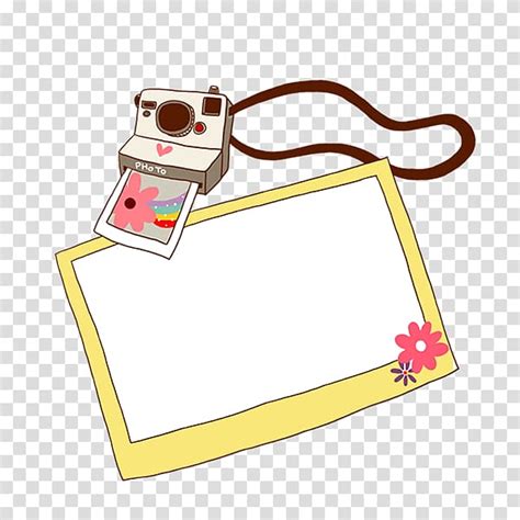 Instant camera with flower , Cartoon Camera, Cartoon camera border transparent background PNG ...