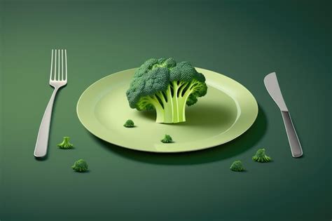 Premium AI Image | Blank placeholder for text Stalks of bright green broccoli served on a plate