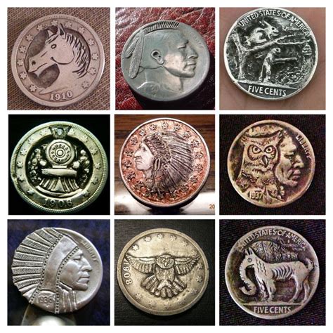 Hobo nickels. Antique altered coins... some of these designs are new ...