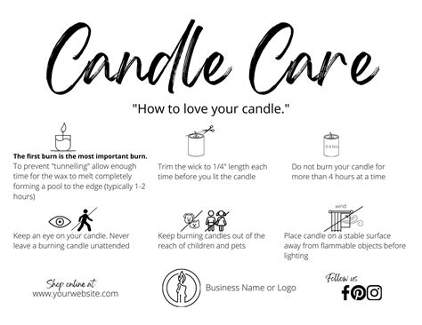 Candle Care Card Template, General Care Card, DIY Candle Business Care Card, Look After Your ...