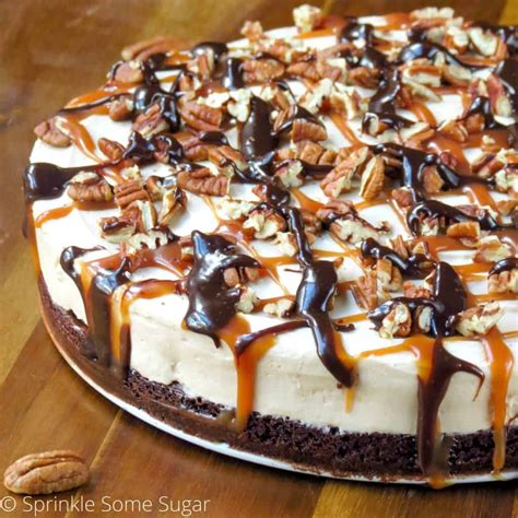 No-Bake Caramel Turtle Cheesecake - Sprinkle Some Sugar