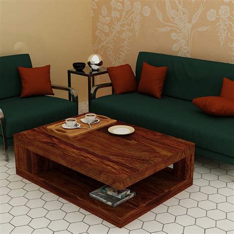 KendalWood Furniture Solid Wood Rectangle Shape Coffee Table for Living Room | Sofa Center Table ...