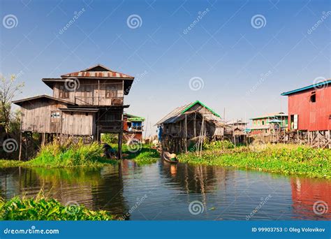 Myanmar. Landscape. Inle Lake. Village Stock Image - Image of fresh ...