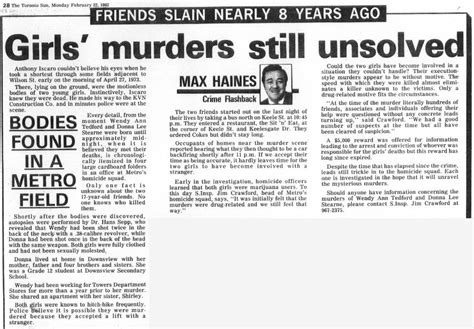 Unsolved Murder - Wendy Tedford, Donna Stearne - News Clippings