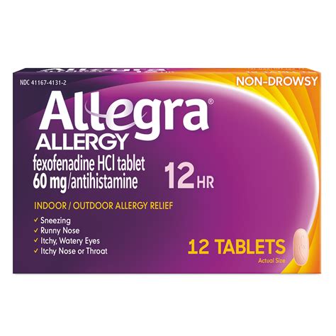 Allegra Adult Non-Drowsy Antihistamine Tablets for 12-Hour Allergy ...