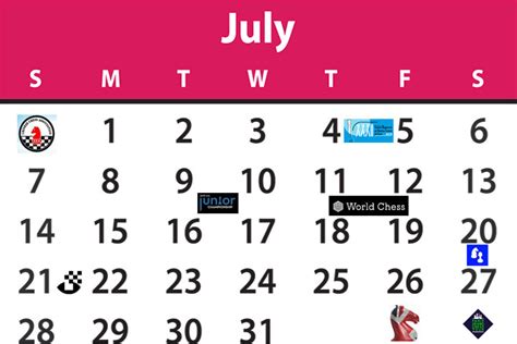 Chess calendar: July 2019 | ChessBase