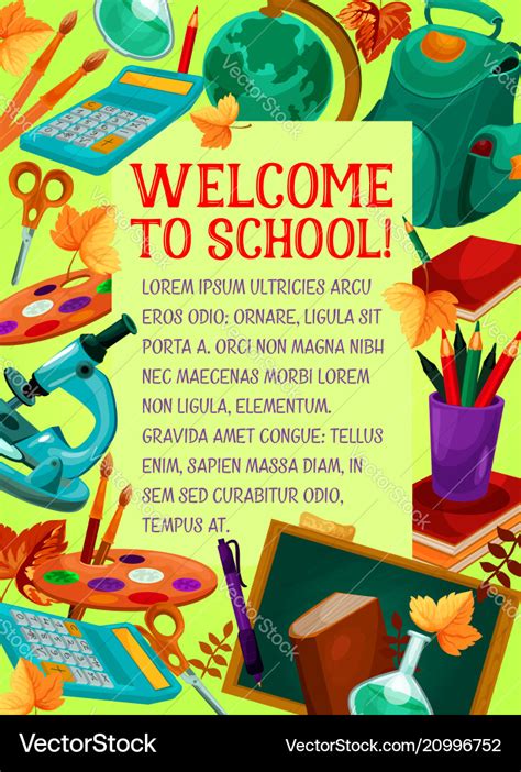 Welcome to school banner for greeting card design Vector Image