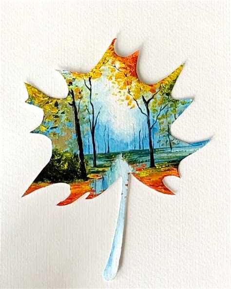 How to paint a fall maple leaf - Debasree Dey Art