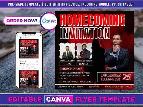 Church Homecoming Flyer Canva Template for DIY Social Media Marketing. - Etsy