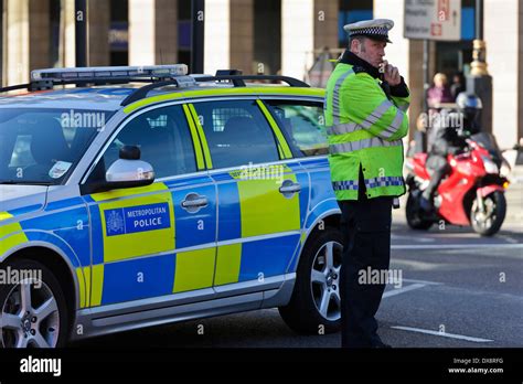 Modern Metropolitan Traffic Police Car barricading the road to stop ...