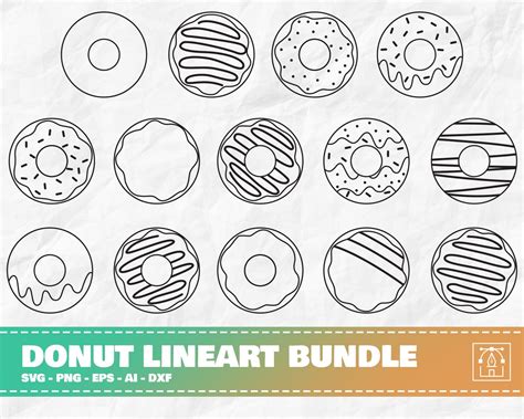 Donut Lineart Bundle Donut Svg Donut Cricut Donut Clipart - Etsy