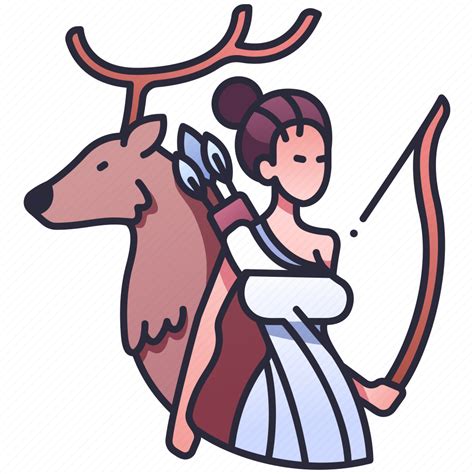 Artemis, greek, mythology, diana, deer, bow, character icon - Download ...