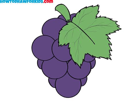 How to Draw Grapes - Easy Drawing Tutorial For Kids