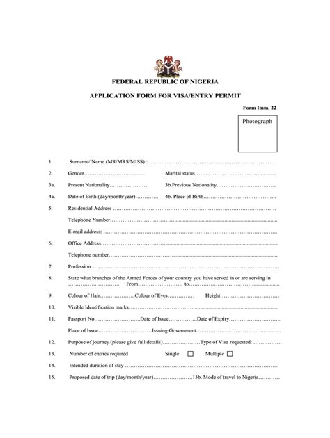 Form Visa Nigerian - Fill Online, Printable, Fillable, Blank | pdfFiller