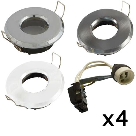 4x Bathroom Shower Ceiling Downlights Halogen Led IP65 Mains 240v GU10 ...