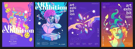 Art exhibition posters with retro acid design 13280648 Vector Art at Vecteezy