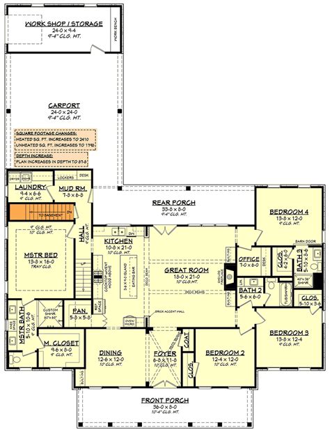 Sophisticated 4-Bedroom Modern Farmhouse Plan - 51824HZ | Architectural ...