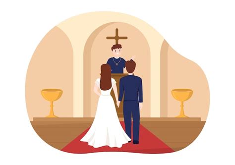 Premium Vector | Wedding Ceremony in the Cathedral Catholic Church ...