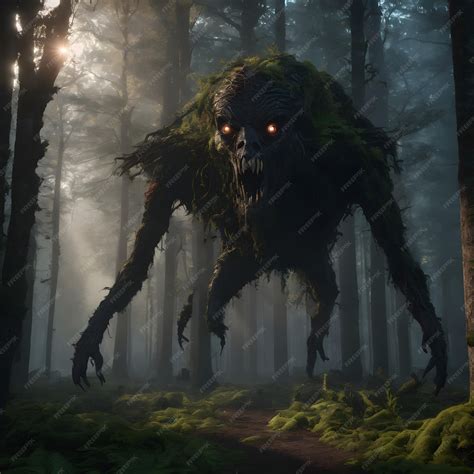 Premium AI Image | Creepy Creatures In Forest Background Very Cool