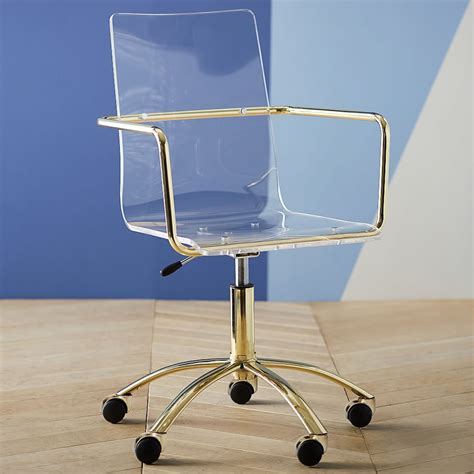 Gold Paige Acrylic Swivel Desk Chair in 2021 | Acrylic chair, Luxury chairs, Most comfortable ...