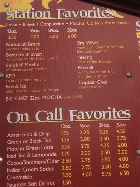 Menu at Li'l Firehouse Coffee, Kennewick, W Clearwater Ave