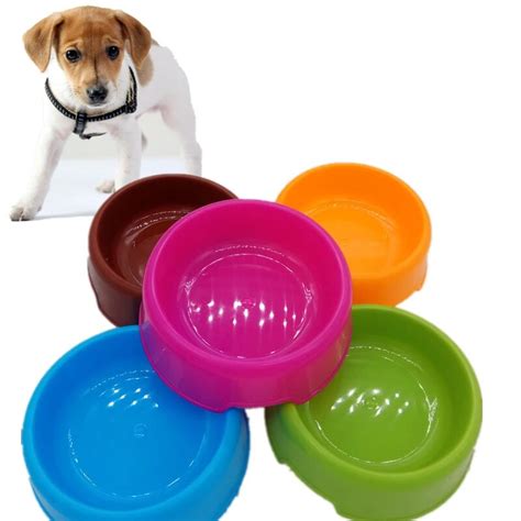 Pet Cats Dogs Portable PlasticTravel Feeding Bowl Durable Water Dish Feeder Sugar Color Pet Bowl ...