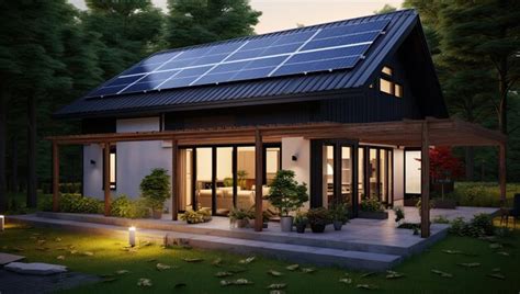 Premium AI Image | Black solar panels on the roof Beautiful large ...